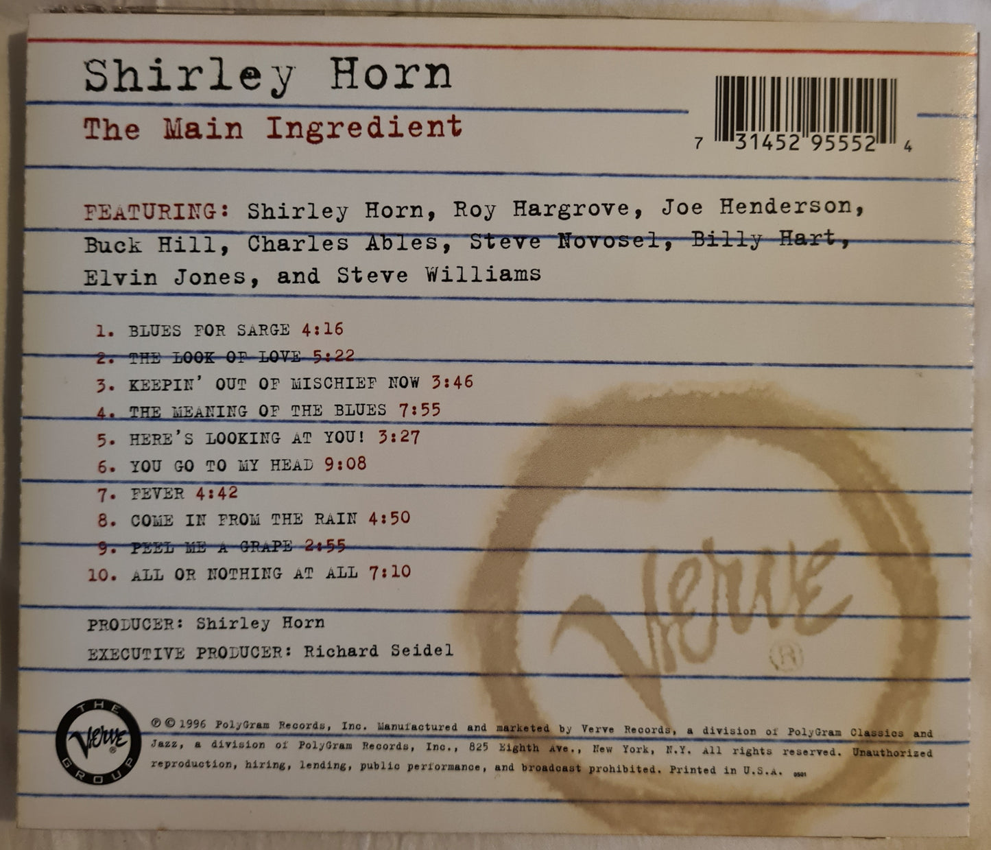 Shirley Horn ~ The Main Ingredient (CD)