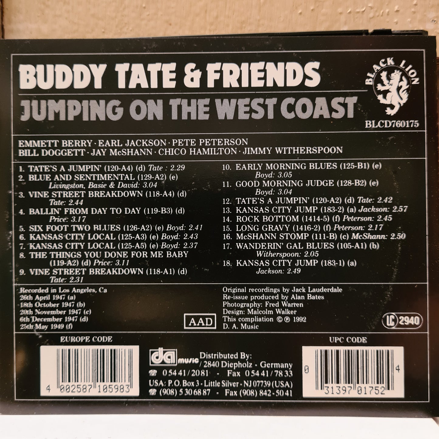 Buddy Tate & Friends ~ Jumping on the West Coast (CD)