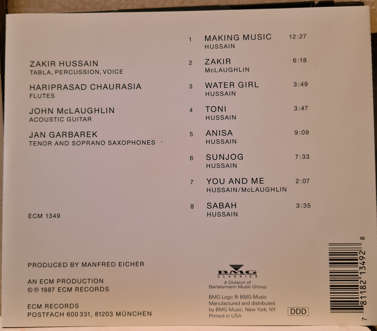 Zakir Hussain ~ Making Music (CD) ECM1349