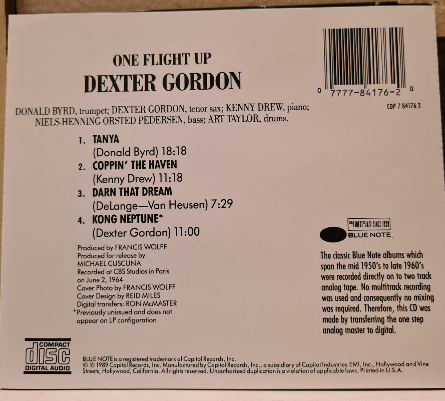 Dexter Gordon ~ One Flight Up (CD)