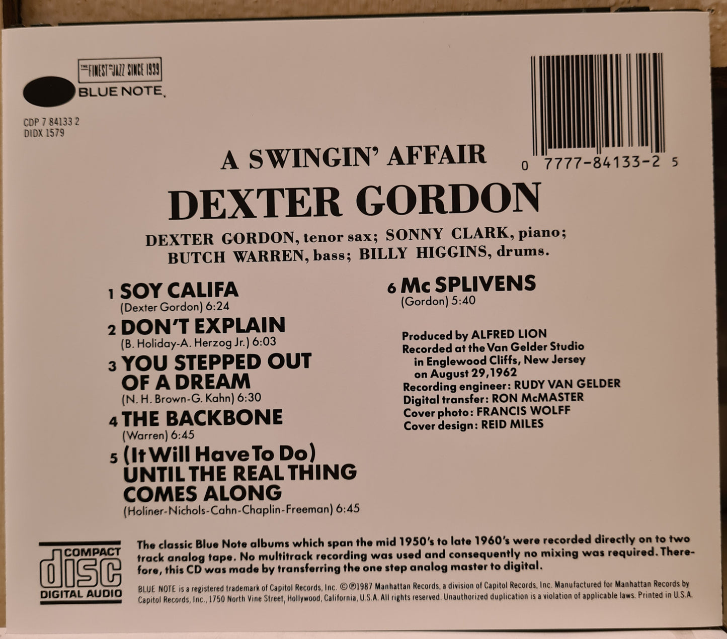 Dexter Gordon ~ A Swingin' Affair (CD)