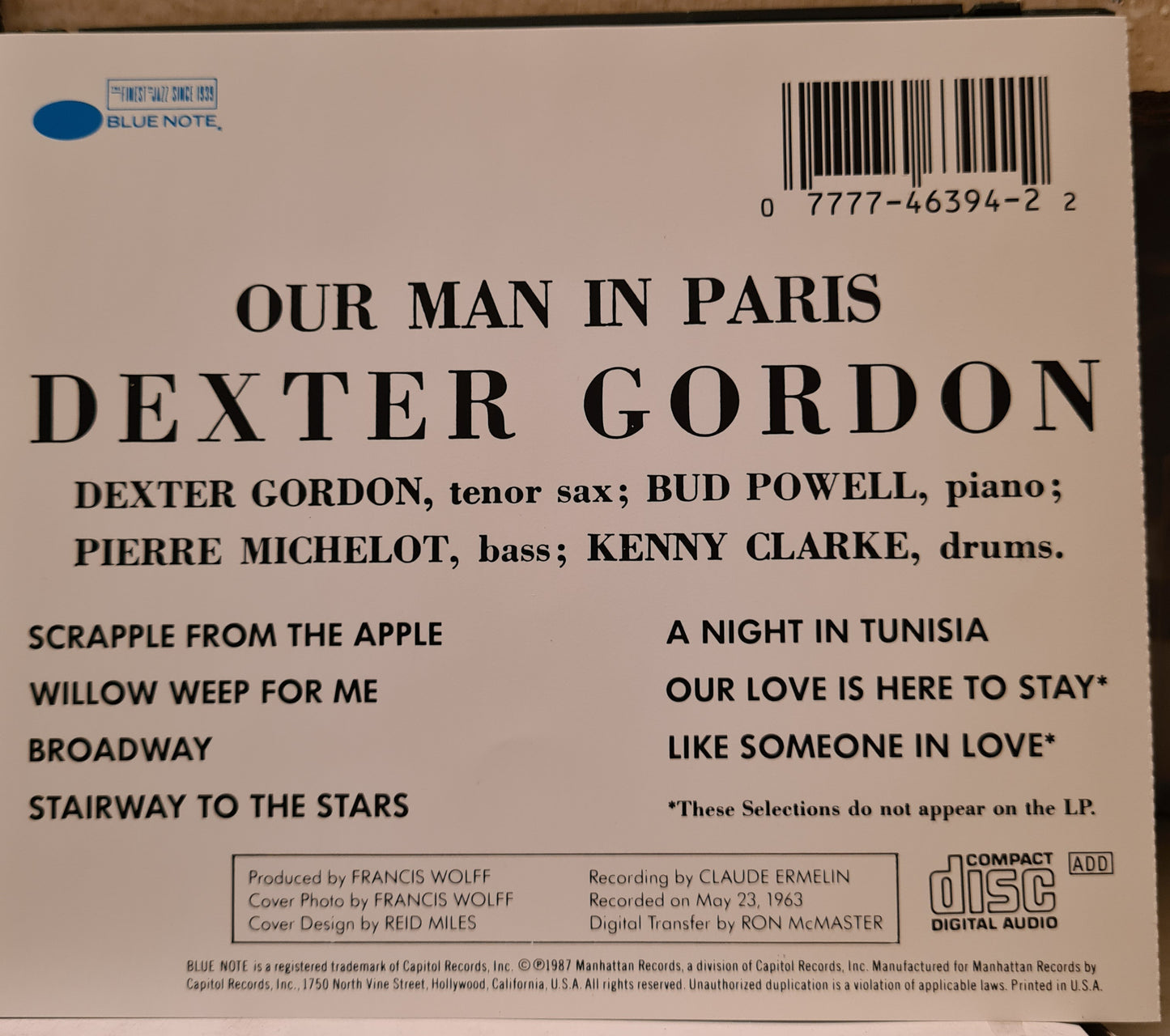 Dexter Gordon ~ Our Man in Paris (CD)