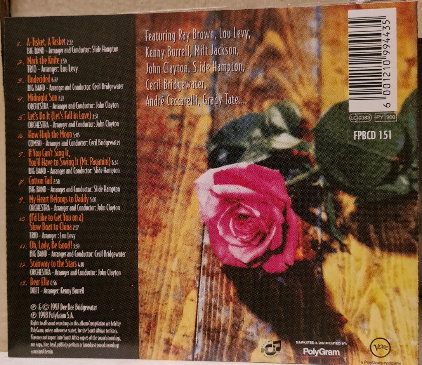 Dee Dee Bridgewater ~ Dear Ella (CD)