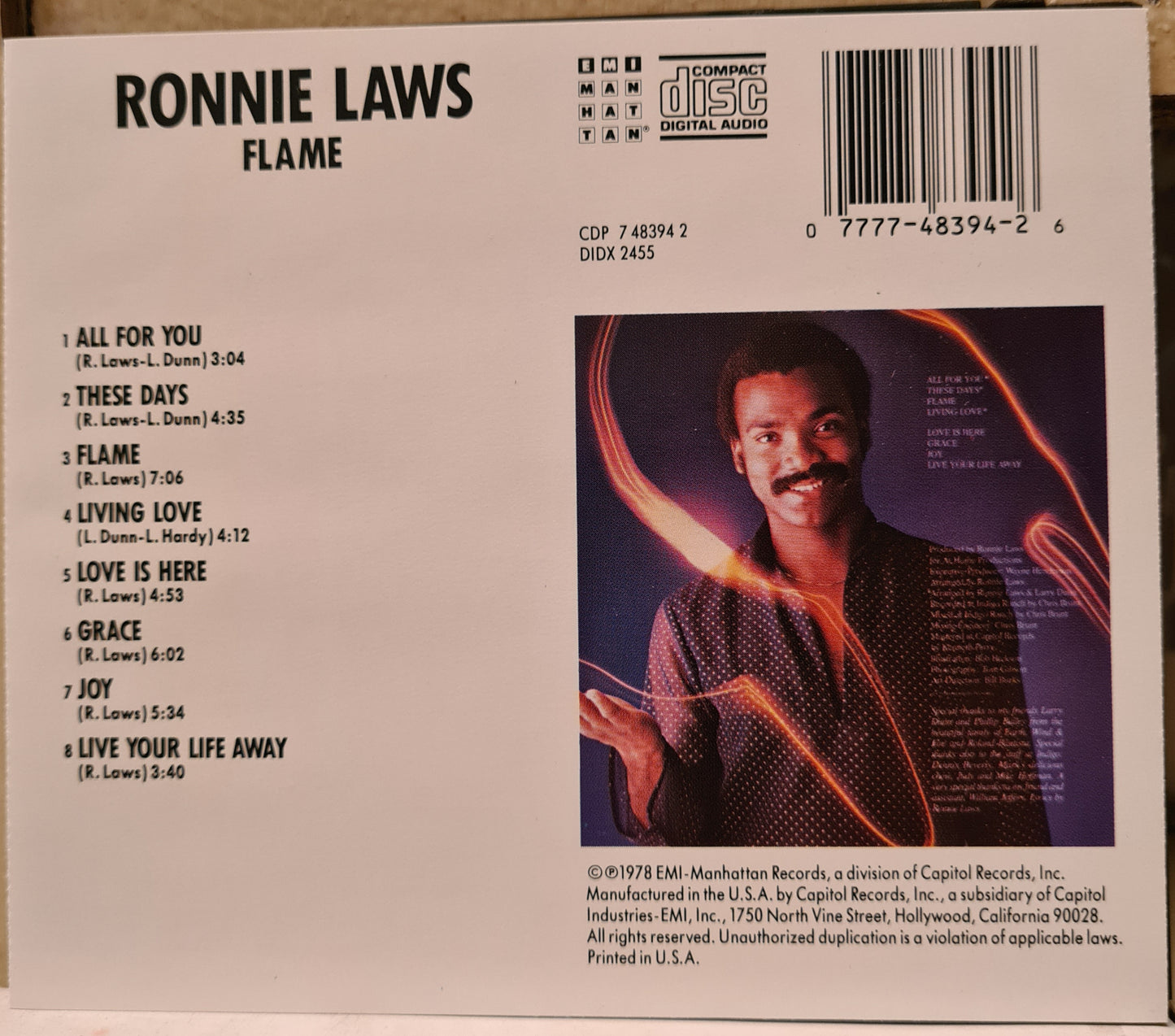 Ronnie Laws ~ Flame (CD)