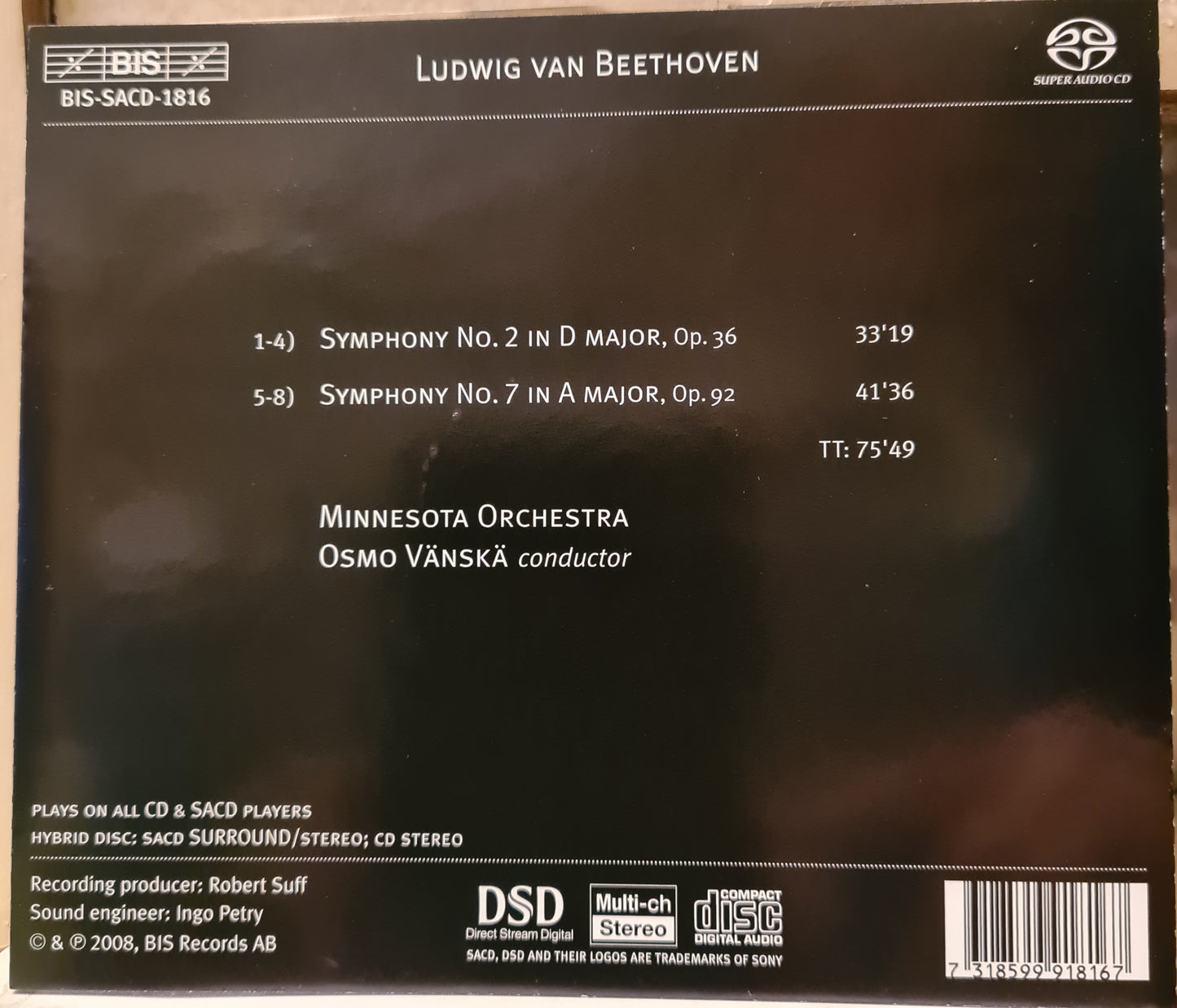 Beethoven ~ Symphonies Nos 2&7 (SACD - Sweden)