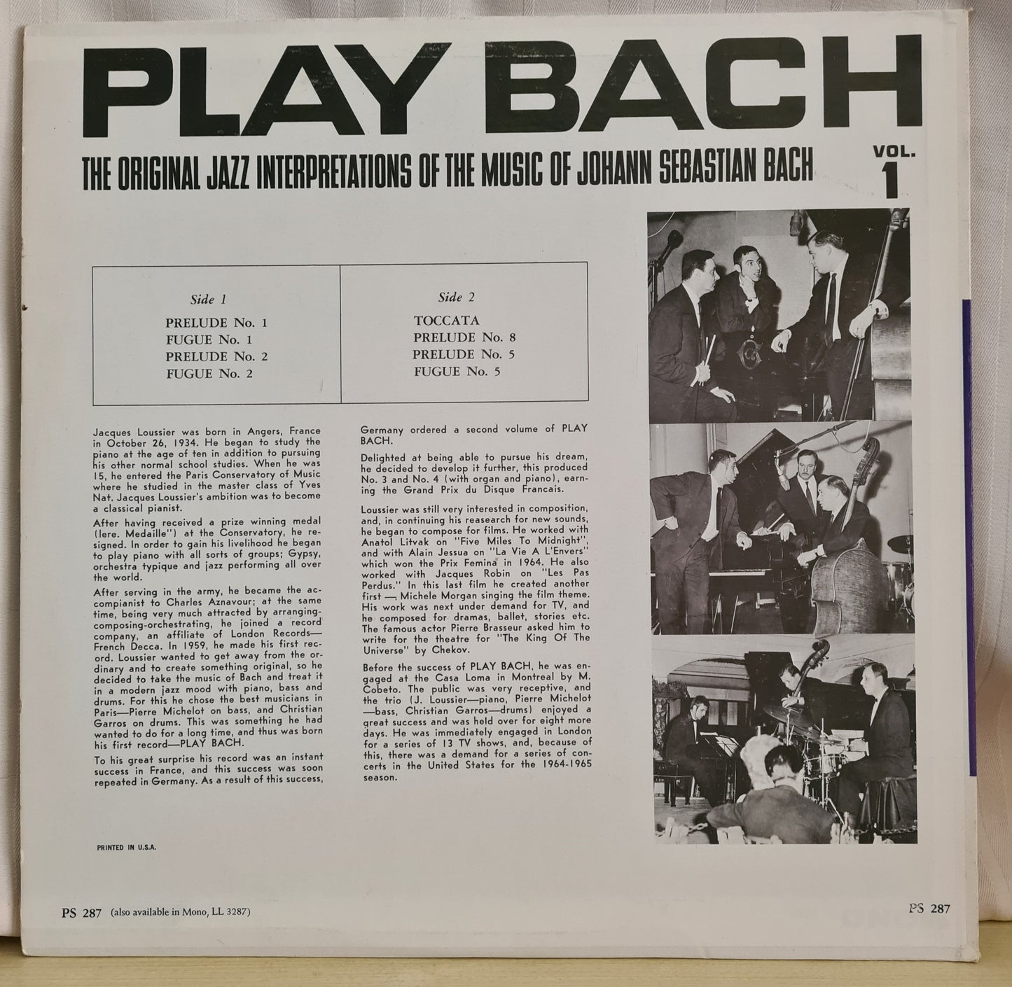 Jacques Loussier Trio - Play Bach vol 1 (Vinyl)